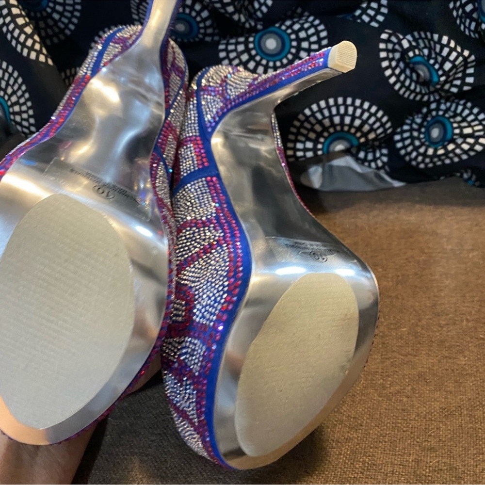 Alba Blue and Pink Rhinestone Heels - Picture 5 of 5